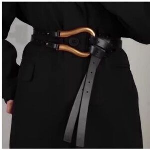 New! Black Vegan Leather Statement Belt NWOT